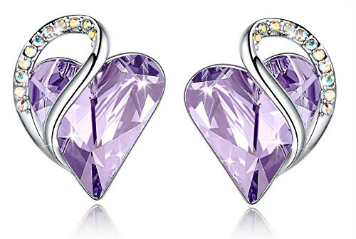 Leafael Infinity Love Heart Stud Earrings with Alexandrite Light Purple Birthstone Crystal for June Birthstone Women s Gifts Silver tone Leafael Infinity Love Heart Stud Earrings with Alexandrite Light Purple Birthstone Crystal for June Birthstone Women s Gifts Silver tone