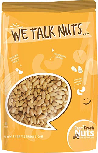 Whole  Shelled   Raw Pine Nuts Pignolias   Compares to Organic   by Farm Fresh Nuts   1 LB Bag of Healthy Tastiness   Unsalted   Handpicked for Freshness   Perfect for Holiday Cakes  Cookies  Salads