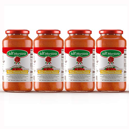 Four Cheese Pasta Sauce La San Marzano 100 Product of Italy 24 Ounce Jars Gluten Free Ingredients With San Marzano Tomatoes Italian Cheese DOP Quality Pack of 4 Four Cheese Pasta Sauce La San Marzano 100 Product of Italy 24 Ounce Jars Gluten Free Ingredients With San Marzano Tomatoes Italian Cheese DOP Quality Pack of 4