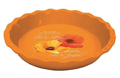 Divinity Boutique 23869 Poppies Ceramic Pie Plate, Multicolor