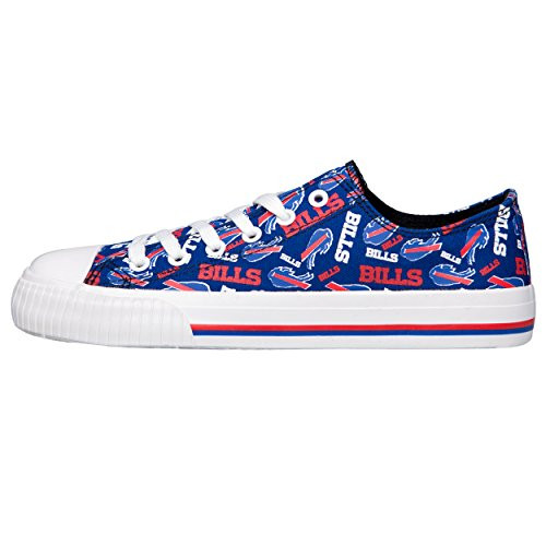 FOCO NFL Womens Low Top Repeat Print Canvas Shoe  Buffalo Bills  Medium