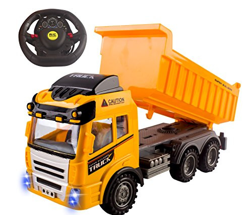 Vokodo RC Dump Truck Toy Construction Truck Remote Control Truck 4CH Full Function Battery Powered RC Construction Truck Toy