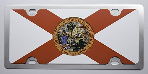 Eurosport Daytona  Compatible with    State of Florida Flag   Stainless Steel License Plate