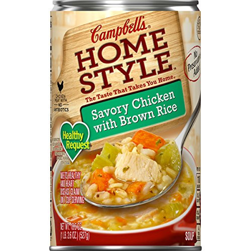 Campbell s Homestyle Healthy Request Savory Chicken with Brown Rice Soup 18 6 oz Pack of 12 Campbell s Homestyle Healthy Request Savory Chicken with Brown Rice Soup 18 6 oz Pack of 12