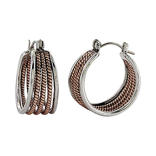 Montana Silversmiths Two Tone Rope Hoop Earrings