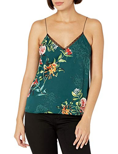 BCBGeneration Women s LACE Trim CAMI TOP  Dark Green  M