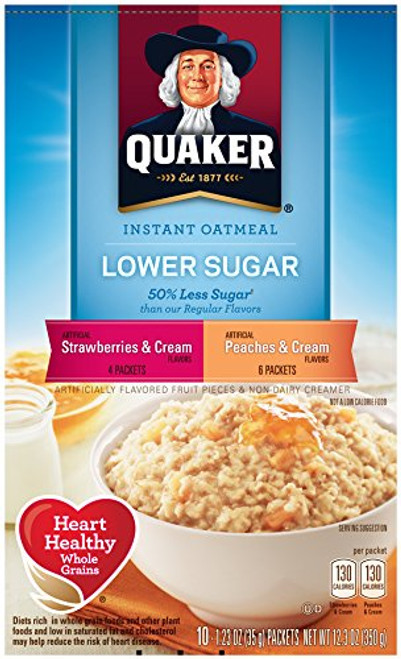 Quaker Instant Oatmeal Low Sugar Fruit   Cream  Variety Pack  12 3 Oz  10 Count Boxes  Pack of 4 Quaker Instant Oatmeal Low Sugar Fruit   Cream  Variety Pack  12 3 Oz  10 Count Boxes  Pack of 4