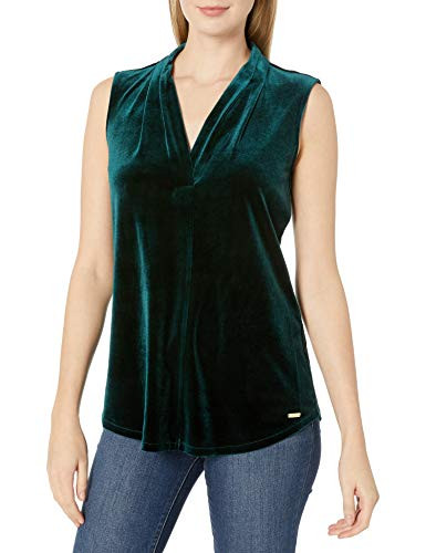 Calvin Klein Women s Inverted Pleat TOP  Malachite  M
