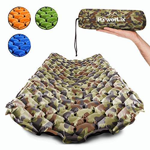 POWERLIX Sleeping Pad   Ultralight Inflatable Sleeping Mat  Ultimate for Camping  Backpacking  Hiking   Airpad  Inflating Bag  Carry Bag  Repair Kit   Compact   Lightweight Air Mattress  Camouflage