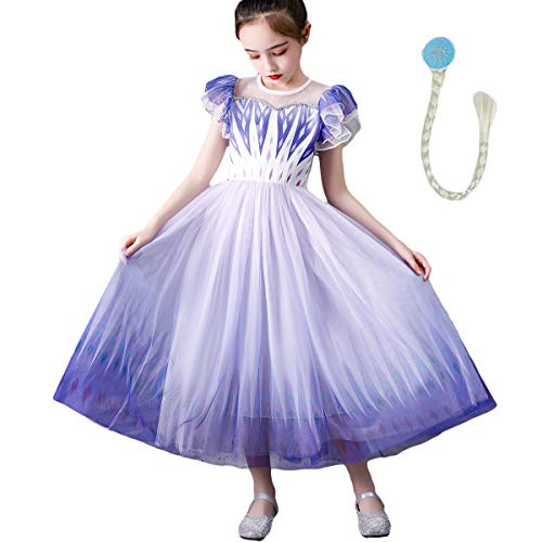YESNID Snow Queen Purple Princess Dress Girl Costume Party Birthday Halloween Cosplay with Wig 2 7 Years