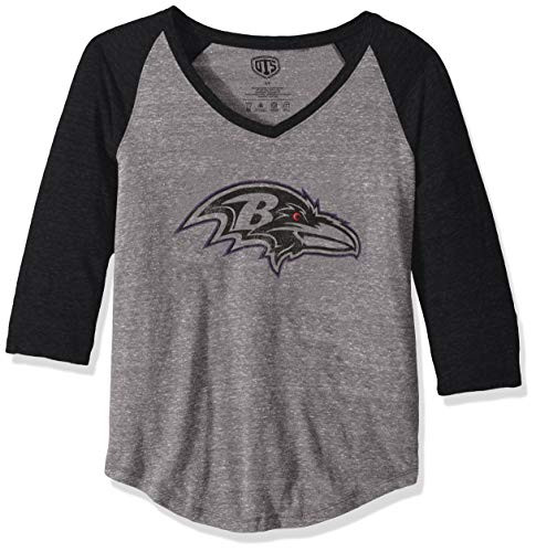 OTS NFL Baltimore Ravens Men s Triblend Raglan Tee  Distressed Iced  Large