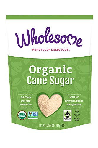 Wholesome Organic Cane Sugar  Fair Trade  Non GMO   Gluten Free  1 Pound  Pack of 12