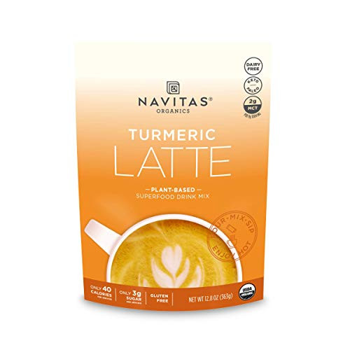 Navitas Organics Turmeric Latte  12 8oz pouch  40 Servings  Organic  Non GMO  Dairy Free  Keto and Paleo Friendly