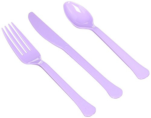 amscan Premium Heavy Weight Assorted Cutlery   Lavender   Party Supply   288 ct