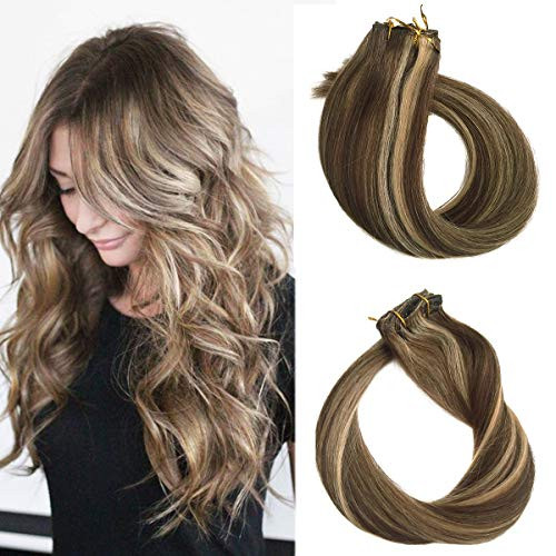 22  Human Hair Extensions Brown with Blonde Highlights 70grams 7pcs Silky Straight Remy Clip in Hair Extensions Blonde Highlighted 4 27 22  Human Hair Extensions Brown with Blonde Highlights 70grams 7pcs Silky Straight Remy Clip in Hair Extensions Blonde Highlighted 4 27