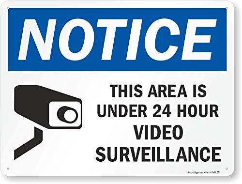 SmartSign  Notice   This Area Is Under 24 Hour Video Surveillance  Sign   18  x 24  Aluminum