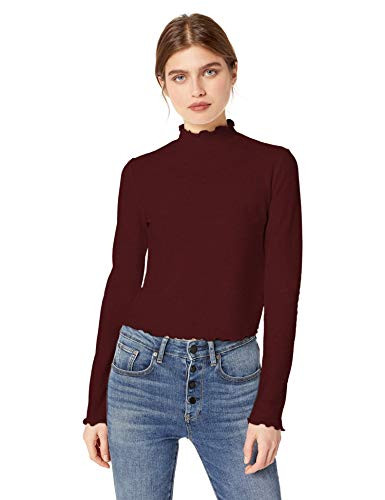 Jack by BB Dakota Junior s Best Intentions Rib Knit top with Lettuce Leaf Hem  Dark fig  Large