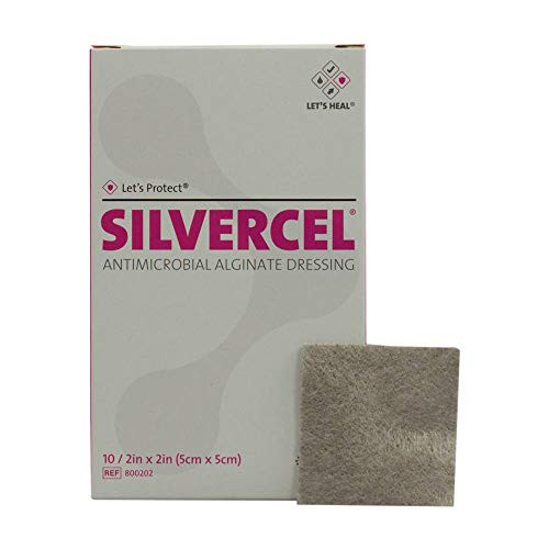 Silvercel Antimicrobial Alginate Dressing   2 x 2      Box of 10