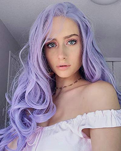 RainaHair 24inches Purple Wig Body Wave Long Synthetic Lace Front Wigs for Women 180 Density Heat Resistant Natural Looking Wigs RainaHair 24inches Purple Wig Body Wave Long Synthetic Lace Front Wigs for Women 180 Density Heat Resistant Natural Looking Wigs