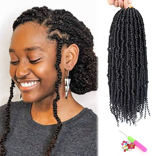 ZigZag Hair Bomb Passion Twist Crochet Hair 6 Packs 20 roots pack Pretwisted Fluffy Spring Twist Hair Prelooped Crochet Braids Dreadlocks Braiding Hair Extensions  18inch  1B