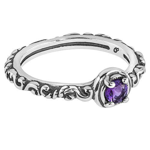 Carolyn Pollack Sterling Silver Purple Amethyst Gemstone Single Round Stone Band Ring Size 6