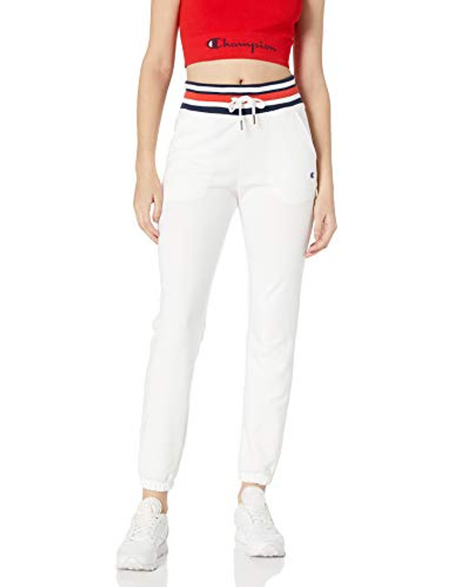 Champion Women s Campus French Terry Sweatpant  White  Large