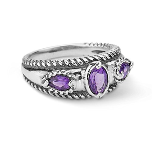 Carolyn Pollack Sterling Silver Amethyst Band Ring  size 8