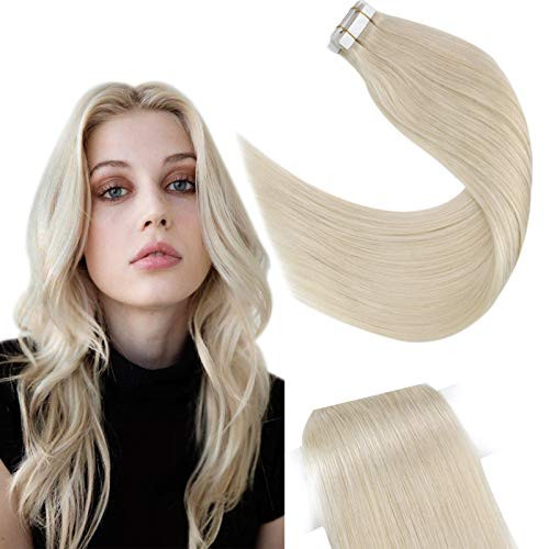 YoungSee Tape Hair Extensions Human Hair Blonde Tape in Human Hair Extensions Platinum Blonde White Blonde Real Glue in Hair Extensions Remy Hair 16 Inch 20pcs 50g YoungSee Tape Hair Extensions Human Hair Blonde Tape in Human Hair Extensions Platinum Blonde White Blonde Real Glue in Hair Extensions Remy Hair 16 Inch 20pcs 50g