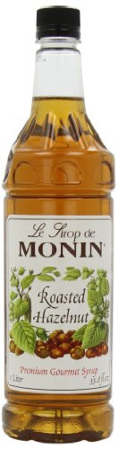 Monin Flavored Syrup  Roasted Hazelnut  33 8 Ounce Plastic Bottles  Pack of 4