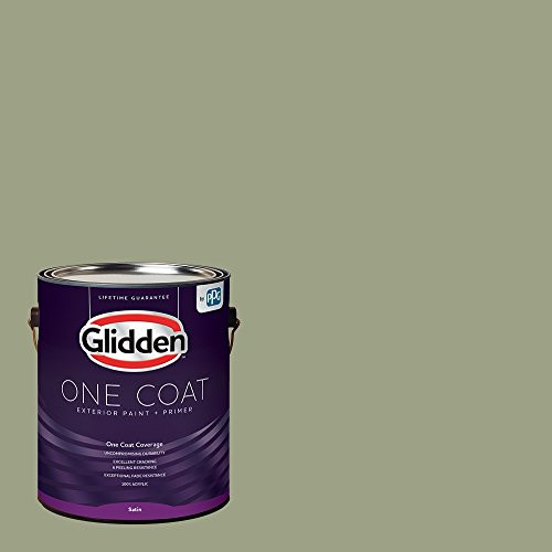 Glidden Exterior Paint   Primer  Green Zebra Grass  One Coat  Satin  1 Gallons