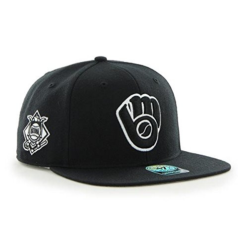 47 Milwaukee Brewers MLB Black Sure Shot Brand Flat Bill Snapback Hat