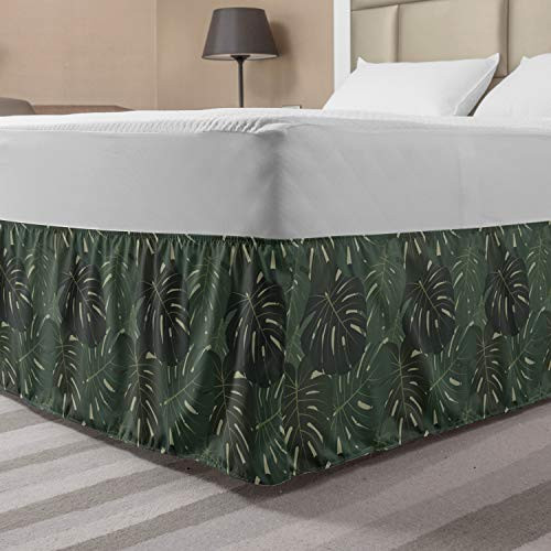 Ambesonne Tropical Elastic Bed Skirt Exotic Pattern of Monstera Leaves Hawaiian Plantation Wrap Around Fabric Bedskirt Dust Ruffle for Bedroom King Grey Green Ambesonne Tropical Elastic Bed Skirt Exotic Pattern of Monstera Leaves Hawaiian Plantation Wrap Around Fabric Bedskirt Dust Ruffle for Bedroom King Grey Green