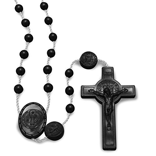 Black Plastic Beads Rosary St  Benedict Cross Lot 100 Pack