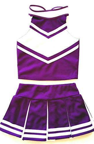 Little Girls  Cheerleader Cheerleading Outfit Uniform Costume Cosplay Violet White  S   2 5