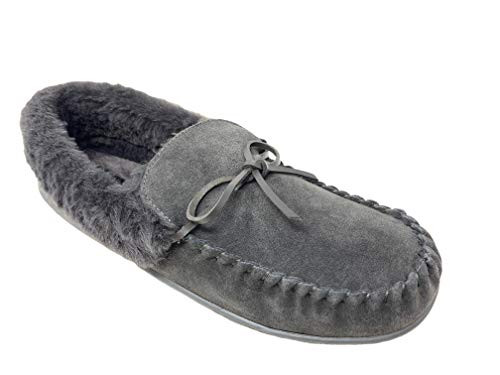 Clarks Women s Faux Fur Lined Moccasin House Shoe Indoor   Outdoor Slipper  8 M US  Grey