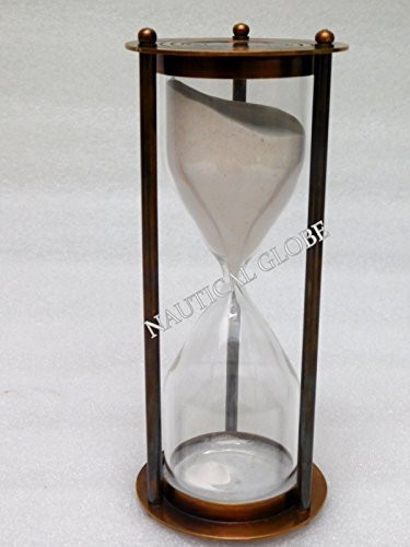 KHUMYAYAD 60 min brass sand timer brown antique finish  fully hand made vintage antique brass replica sand timer sand clock hour glass maritime nautical vint