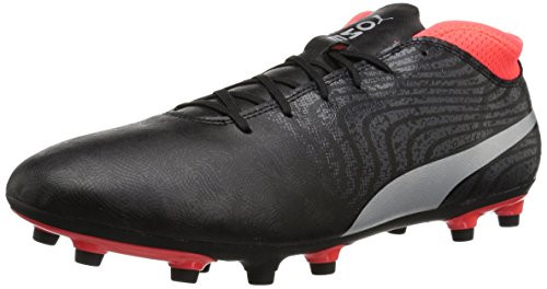 PUMA Men s One 18 4 FG Soccer Shoes  Puma Black Puma Silver Red Blast  10 5 M US