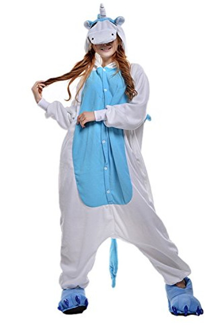 CANASOUR Womens Unicorn Halloween Anime Onesie Cosplay Sleepsuit Pajamas  Medium  Blue