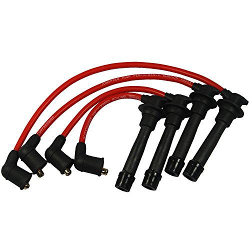 JDMSPEED New Red Ignition Spark Plug Wires Set for 90-00 Mazda Miata 1.6L 1.8L