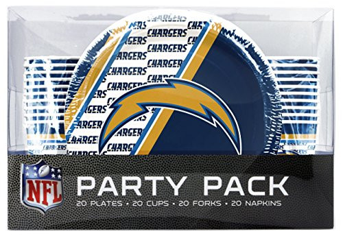 NFL Los Angeles Chargers Disposable Party Pack (Plates, Cups, Forks, Napkins)