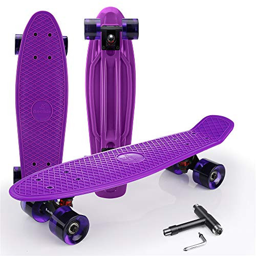 Aochis Purple Skateboard Board Deck 22 Inch Mini Cruiser Complete Skatebooards for Beginners Kids Girls Boys