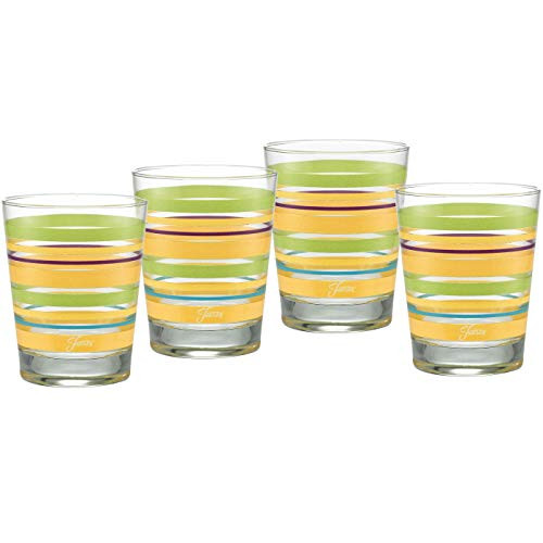Officially Licensed Fiesta Stripes 14 Ounce Tapered DOF Double Old Fashioned Glass  Set of 4   Caribbean Sunset