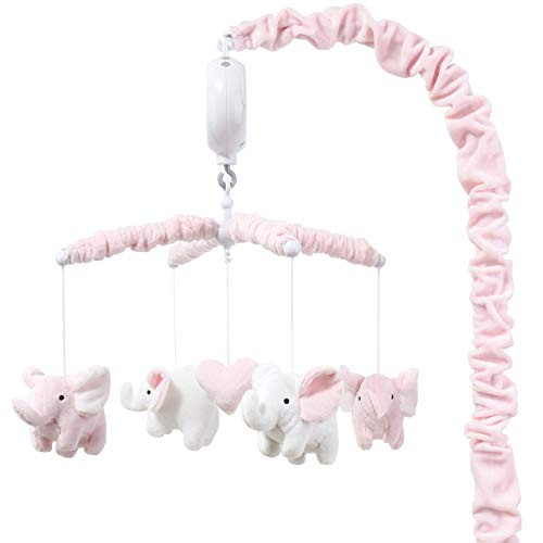The Peanutshell Pink Elephant Musical Crib Mobile for Baby Girls   Digital Music Box with 12 lullabies