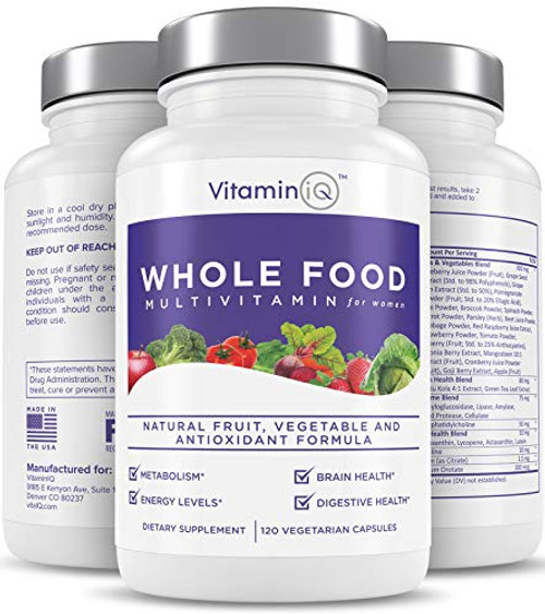 VitaminIQ Multivitamin for Women Whole Food Vitamin Antioxidant Rich Supplement for Essential Nutrients Natural Calcium Magnesium Selenium Vitamin A B6 C D3 E K 120 Vegetarian Capsules VitaminIQ Multivitamin for Women Whole Food Vitamin Antioxidant Rich Supplement for Essential Nutrients Natural Calcium Magnesium Selenium Vitamin A B6 C D3 E K 120 Vegetarian Capsules