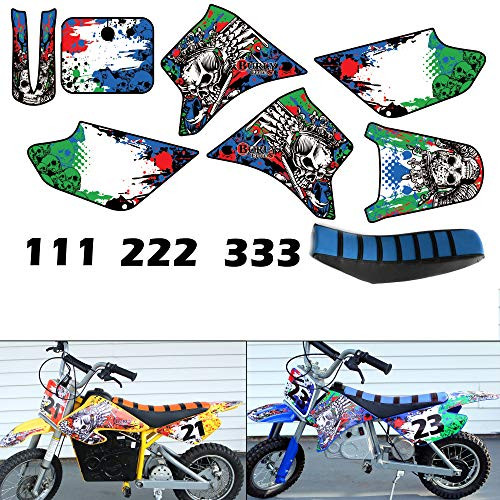 Burly Effects Graphics kit for Razor MX350 MX400 MX500 MX650 Electric Dirt Bikes  MX350   MX400 with Blue Seat Cover