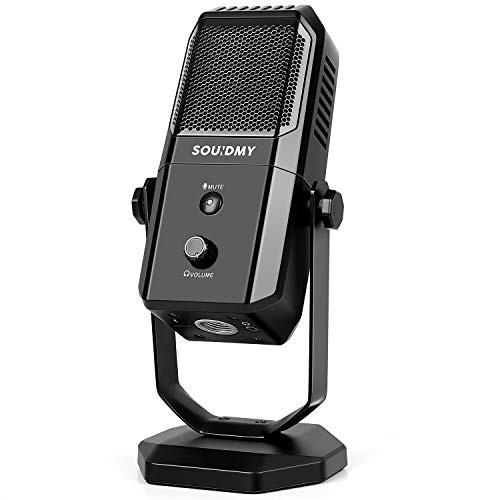 SOUIDMY USB Microphone  Desktop Recording Microphone Computer Podcast Condenser Cardioid Mic for PC Laptop Mac with Mute Button   Headphone Jack for Vocals  YouTube  Streaming Broadcast  Podcasting