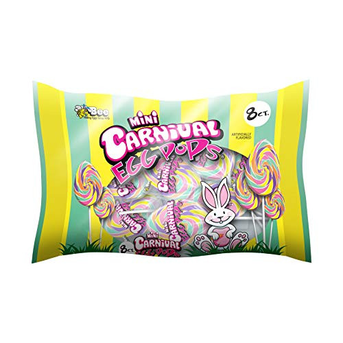Easter Mini Carnival Rainbow Egg Pops  3 3 Ounce  8 Lollipops Lay Down Bag   24 Count Case