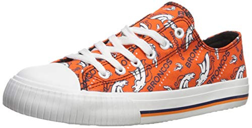FOCO NFL Womens Low Top Repeat Print Canvas Shoe  Denver Broncos  Large