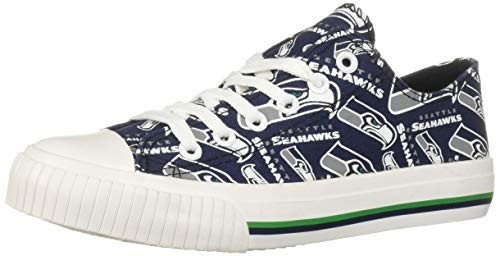 FOCO NFL Womens Low Top Repeat Print Canvas Shoe  Seattle Seahawks  Medium