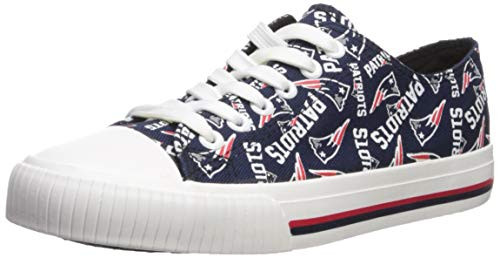 FOCO NFL Womens Low Top Repeat Print Canvas Shoe  New England Patriots  Small